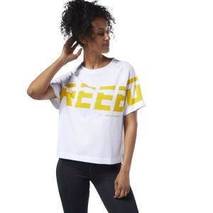 Reebok Meet You There Graphic T Shirt Damen - Weiß - DE 481-GHT